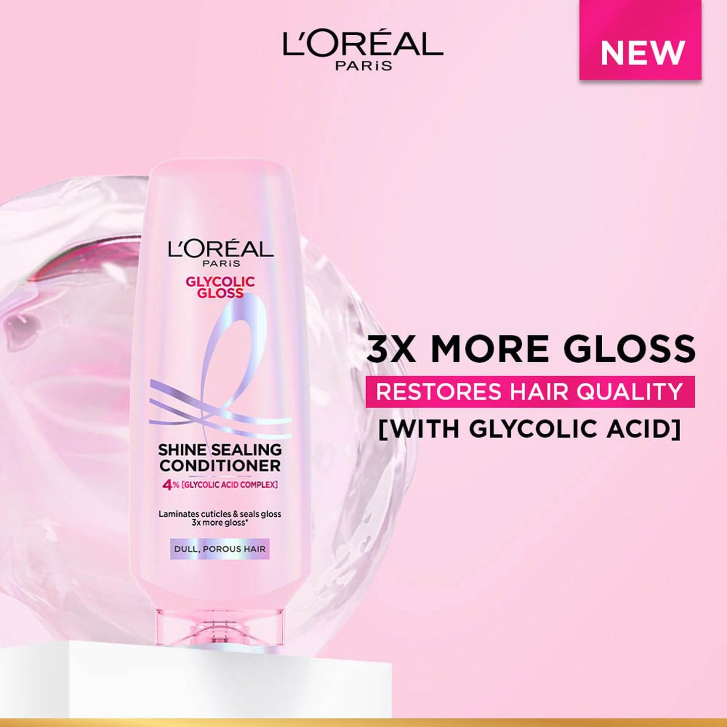 Loreal Paris Glycolic Gloss Shine sealing conditioner, 340 ml