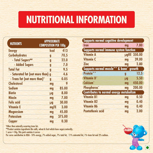 Nestle Ceregrow Multigrain Milk & Fruits Cereal, With Iron, Protein, Calcium, 19 Nutrients, 300 gm