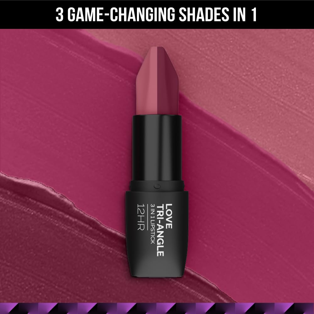 Staze 9to9 3 in 1 Lipstick | 3 Unique Shades in 1 | 12 HRS Long Lasting, Transferproof | Non-drying Formula with Intense Color Payoff | 04 Nude Orchid | 3.8 g