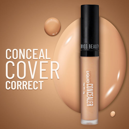 Swiss Beauty Liquid Light Weight Concealer With Full Coverage |Easily Blendable Concealer For Face Makeup With Matte Finish | Shade- Medium - Moyen, 6g