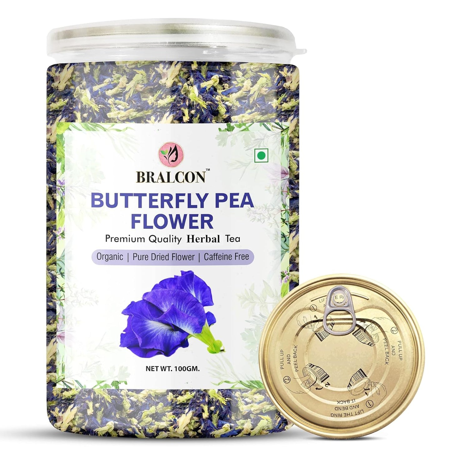 Bralcon Organic Herbal Tea Combo Pack - Butterfly Pea Flower and Chamomile - 200 gm