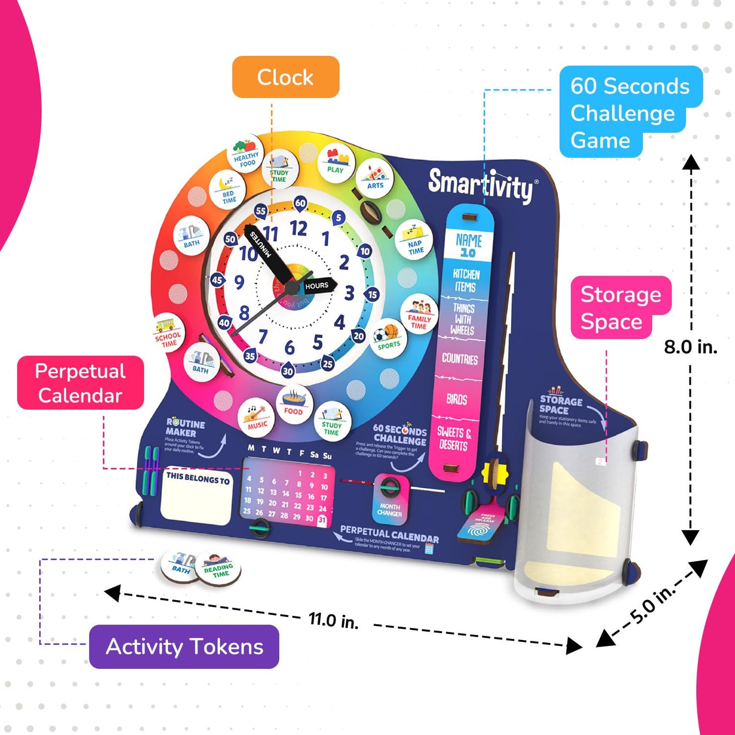 Smartivity DIY Interactive Clock With Stationary Organiser For Kids Ages 6-12|Features An Infinity Calendar