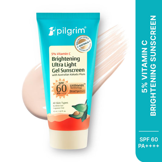 Pilgrim 5% Vitamin C Brightening Ultra Light Gel Sunscreen SPF 60 PA++++, 45 ml