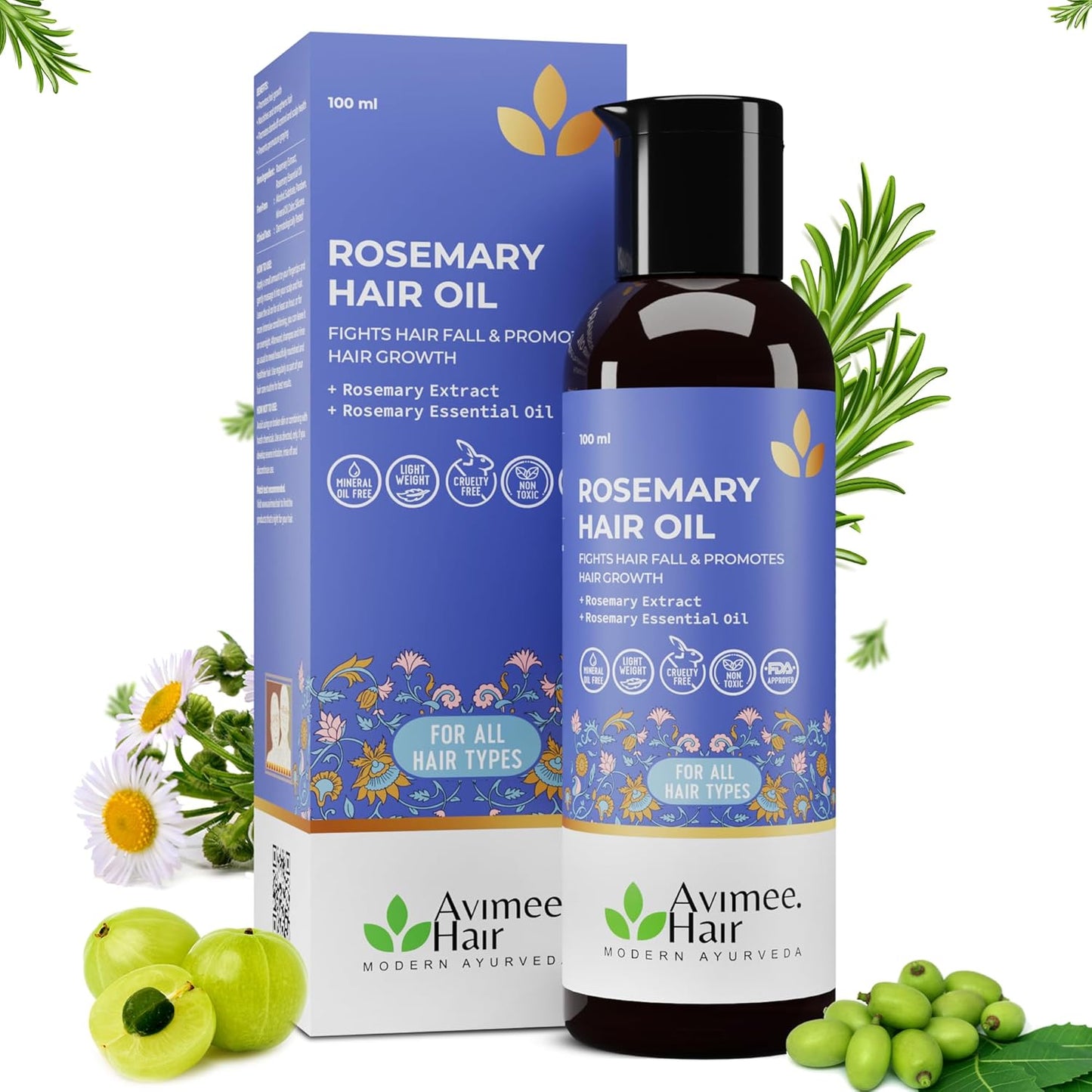 Avimee Herbal Rosemary Water 200 ml & Rosemary Oil 100 ml Combo