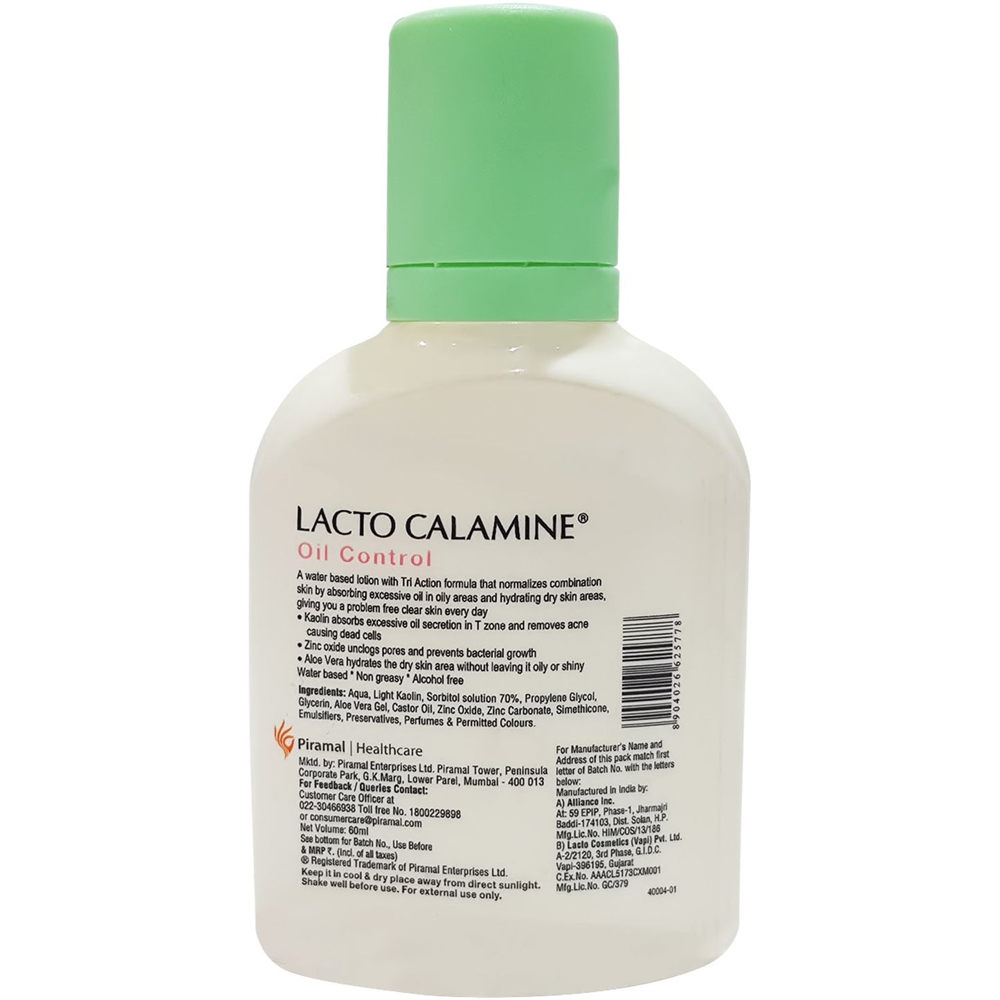 Lacto Calamine Skin Lotion - Skin Balance Oil Control, 60 ml pack of 2