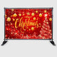 Red Merry Christmas Backdrop Glitter Bokeh Sparkle Snowflake Banner Size 5Feet Height & 8Feet Widt