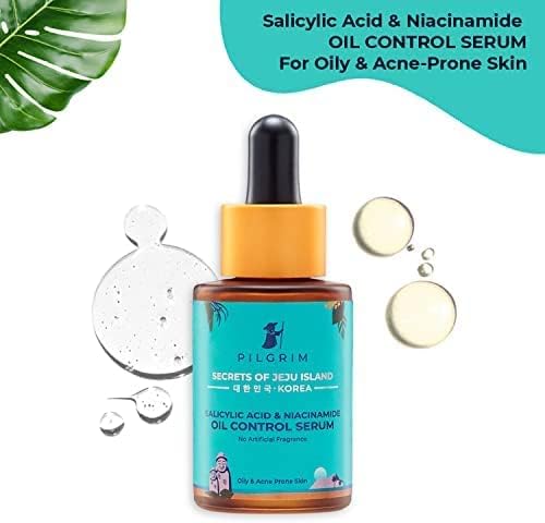 Pilgrim 2% Salicylic Acid + 3% Niacinamide Oil Control Serum For Oily & Acne-Prone Skin For Unisex Of All Skin Types, Korean Skin Care, 30 ml