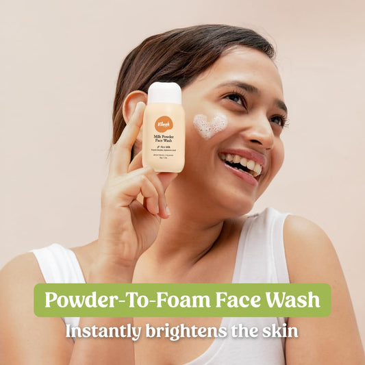 Vilvah Store Milk Powder Face Wash | Gentle Exfoliation & Deep Cleansing | Enriched with Rice Milk, Rice Silk,Rice Powder | For Normal to Oily & Acne Prone Skin | Unscented | Men & Women | 50G