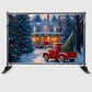 Vintage Red Truck with Christmas Tree and Gifts Festive Holiday Winter Wonderland Scene Photoshoots Size 5 Feet Height & 8 Feet Width