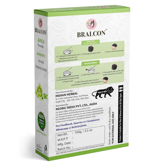 BRALCON Organic Amla Powder, Reetha Powder, Shikakai Powder, Bhringraj Powder, Hibiscus Powder, Henna Powder, Indigo Powder Combo-700g(100g x 7 Pack)| Skin & Hair Care Powder|Hair Growth, Face Pack