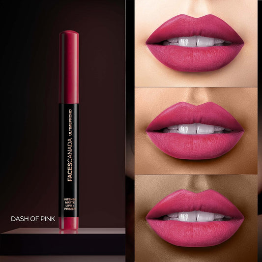 FACESCANADA Ultime Pro Hd Intense Matte Lipstick + Primer - Dash Of Pink (Pink), 1.4G | 9Hr Long Stay | Flawless Hd Matte Finish