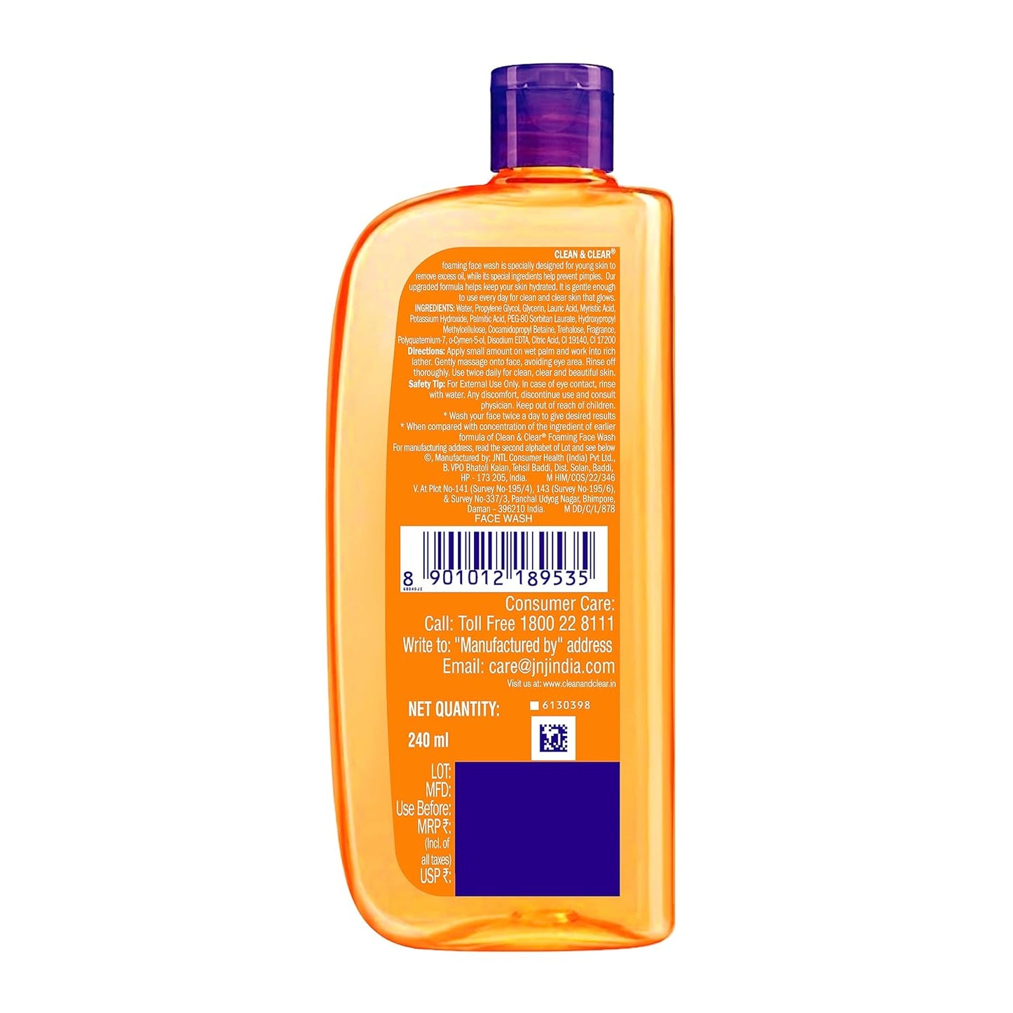 Clean & Clear Foaming Facewash For Oily Skin, Brown, 240 ml