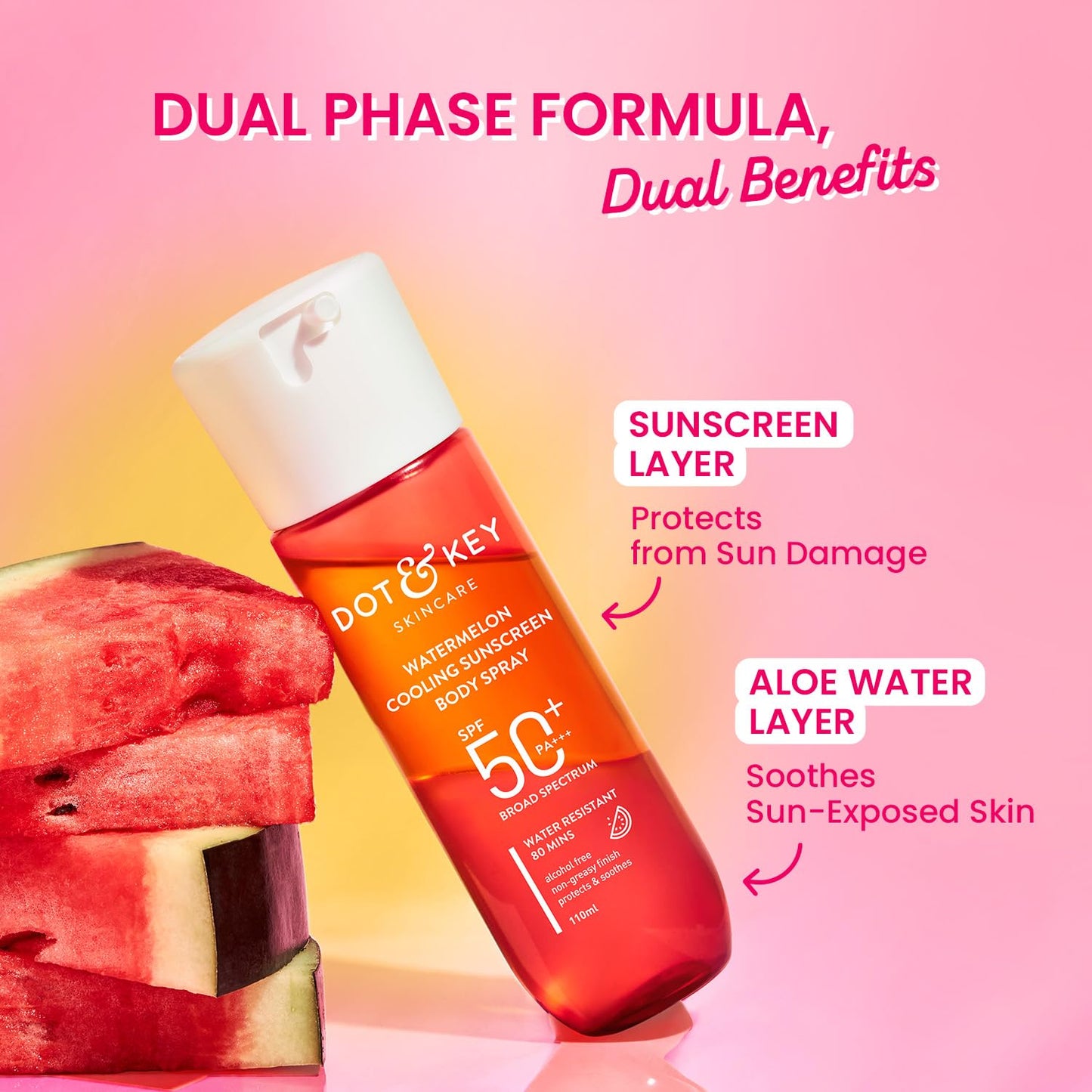 Dot & Key Watermelon Cooling Sunscreen Body Spray Spf 40 Pa+++, 110 ml