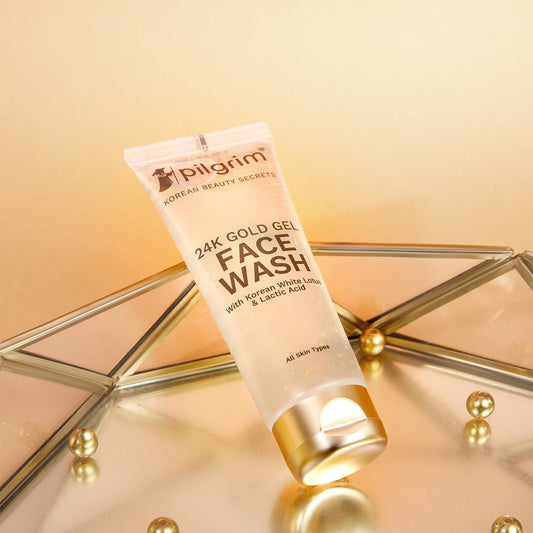 Pilgrim 24k Gold Gel Facewash with Korean White Lotus & Lactic Acid, 80 ml