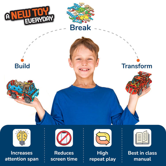 Smartivity 20in1 Spin-n-Go Kit for Kids Ages 6 to 12 I Build a Moving Robot, CAR, Airplane