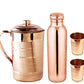 KC Copper Water Bottle and Jug Combo Set - 1000 ml Bottle, 2000 ml Jug, 2 Glasses - Brown
