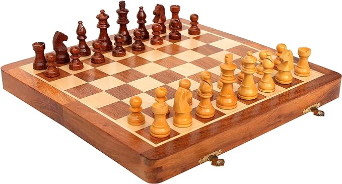 StonKraft Wooden Chess Board Game Set With Magnetic Wood Pieces, 10 X 10 Inch