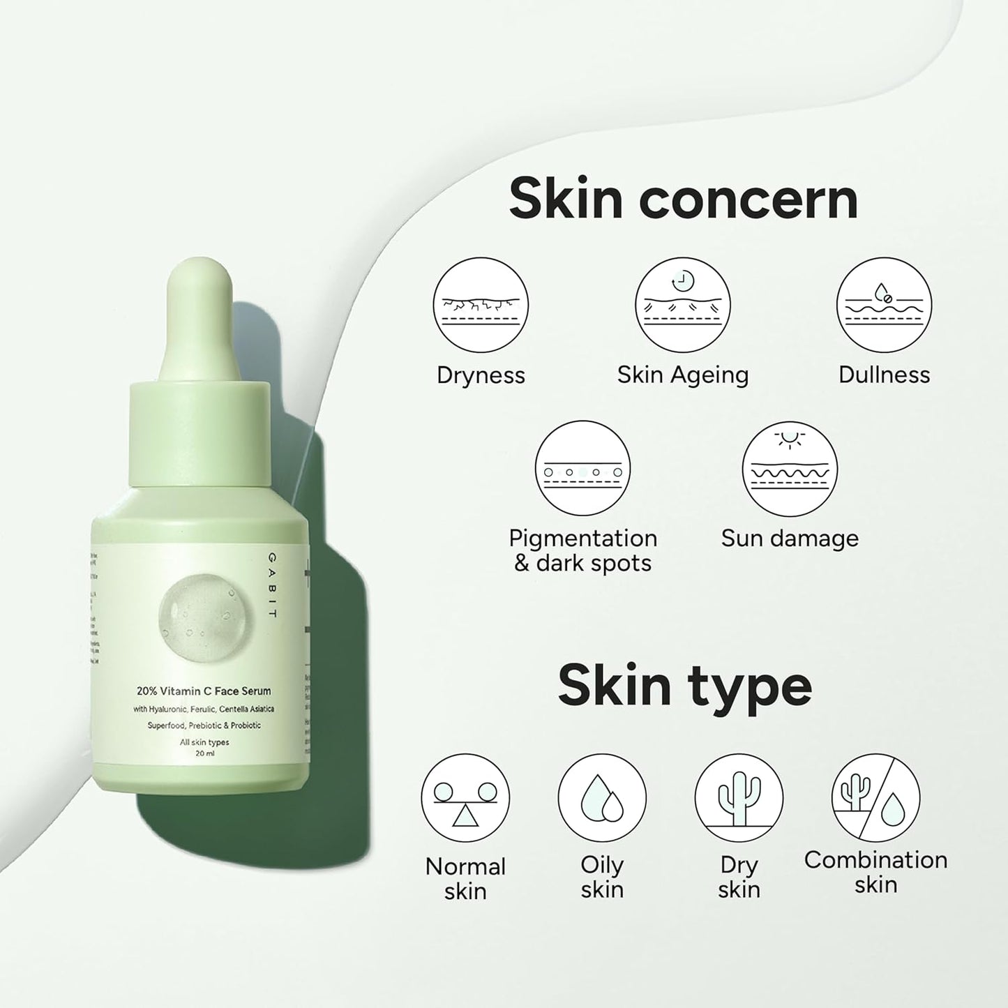 Gabit 20% Vitamin C Face Serum for Glowing Skin, 30 ml