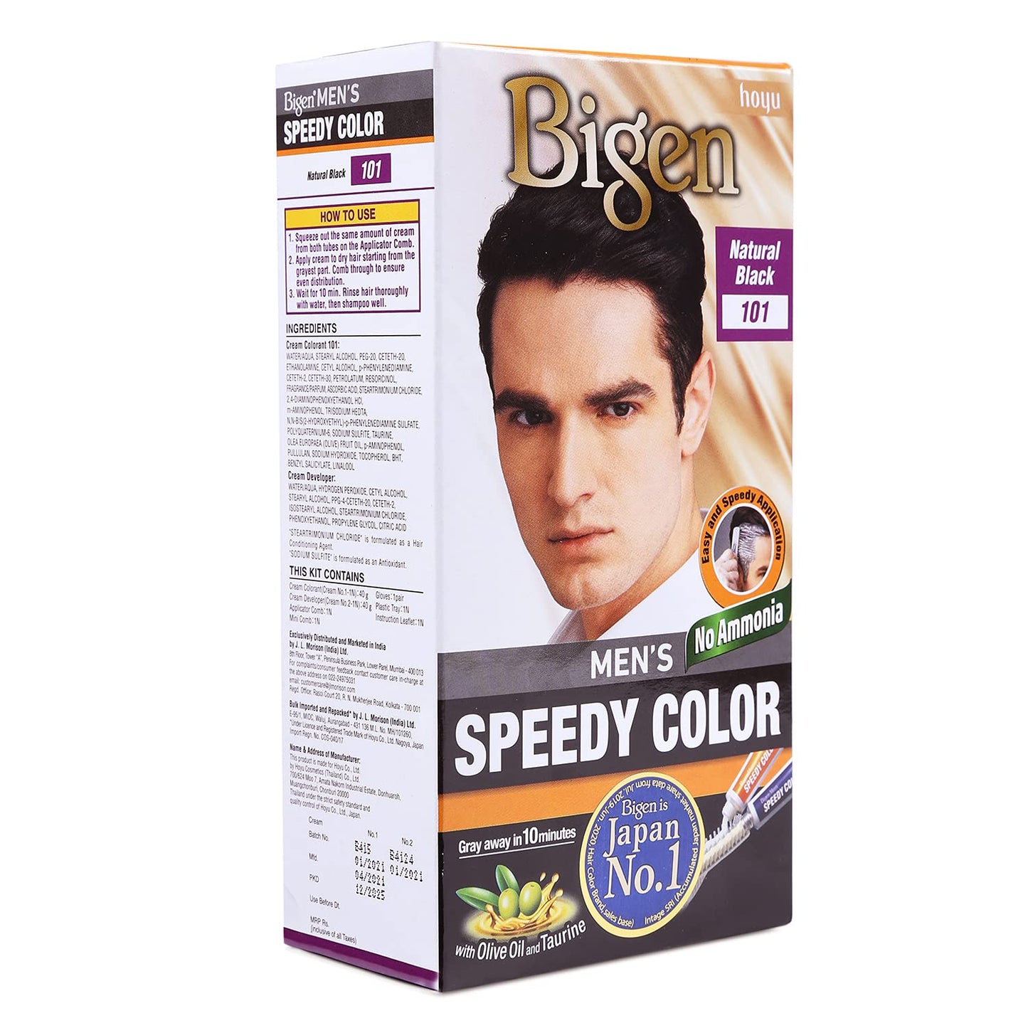 Bigen Men's Speedy Color, Hair Color, 80g - Natural Black 101
