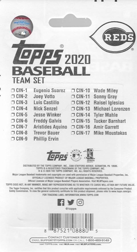 Cincinnati Reds 2020 Topps Factory Sealed Special Edition 17 Card Team Set with Eugenio Suarez and Joey Votto Plus