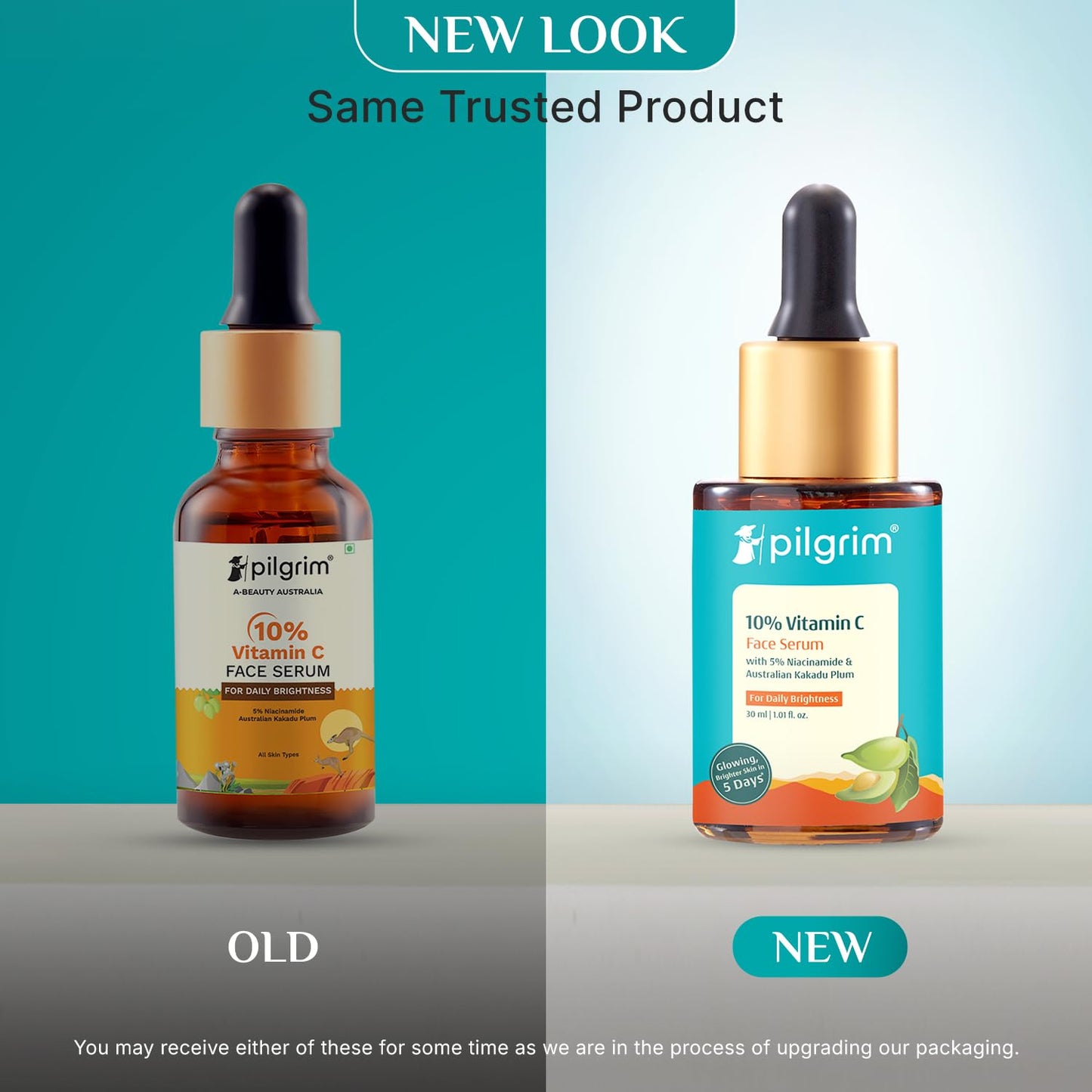 Pilgrim 10% Vitamin C Serum for Glowing Skin, With 5% Niacinamide, Hyaluronic & Glycolic Acid, 30 ml