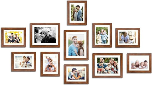 Art Street Picture Frame Set of 11, Brown Photo Frame , Family Picture Frame Collage for Wall Decoration-Mix Size- 8x10 , 6x8 Inches