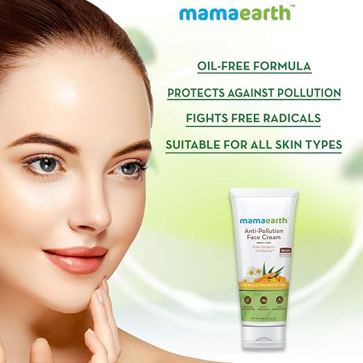 MAMAEARTH AntiPollution Daily Face Cream For Dry & Oily Skin With Turmeric & Pollustop For A Bright Glowing Skin 80 ml