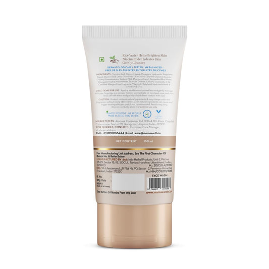 Mamaearth Rice Face Wash With Rice Water & Niacinamide for Glass Skin | For Hydrated & Even Skin Tone | 150 ml