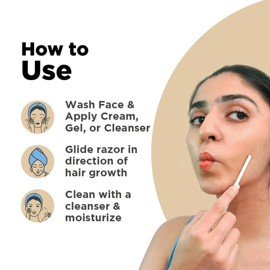 FURR Reusable Face Razor For Women Facial Hair With German Blade, Pack of 3