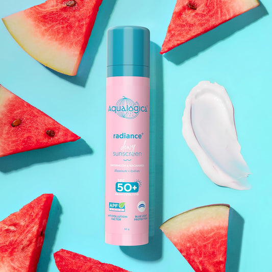 Aqualogica Radiance+ Dewy Sunscreen Cream,Watermelon & Niacinamide, Spf 50+, Pa+++, 50g