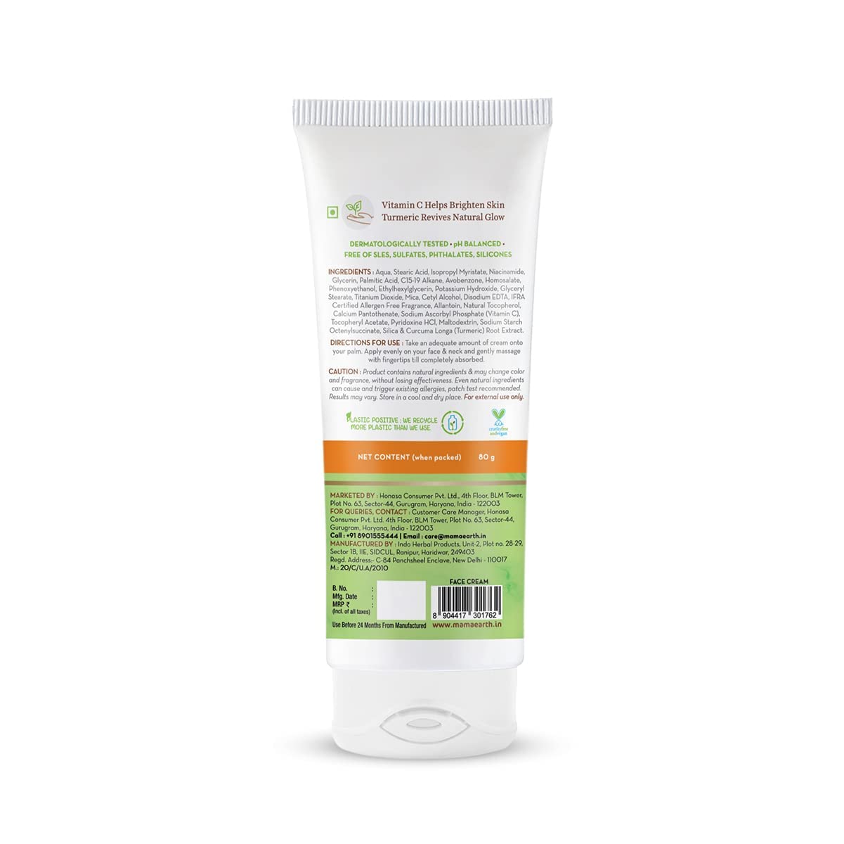 Mamaearth Vitamin C Daily Glow Face Cream With Vitamin C & Turmeric For Skin Illumination - 80 G