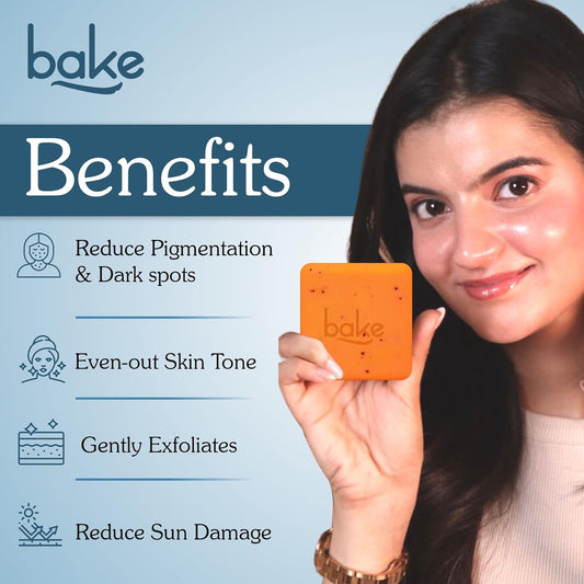 BAKE 2% Kojic Acid Scrub Treatment Soap (200 Gms) with Alpha Arbutin, Lactic Acid & Niacinamide | For Pigmentation, Dark Spots, Tan Removal, Brightens Underarms | Soap for Women & Men | 100g x 2
