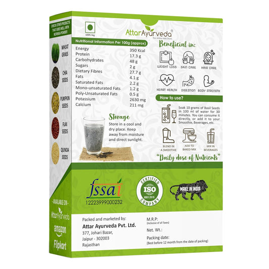 Attar Ayurveda Sabja Basil Seeds - 500 gm