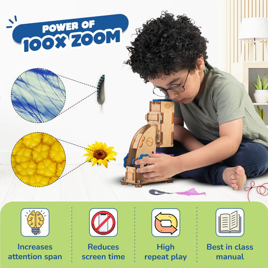 Smartivity Microscope 100x Zoom Toy for Kids Age 8-10-12-14 Years Old