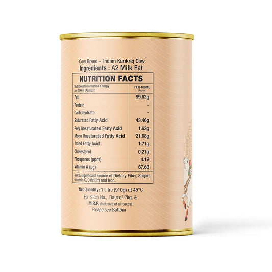 Gavyamart A2 Cow Ghee , Grassfed Ghee – Pasture Raised, Hand Crafted Clarified Butter, 1 L