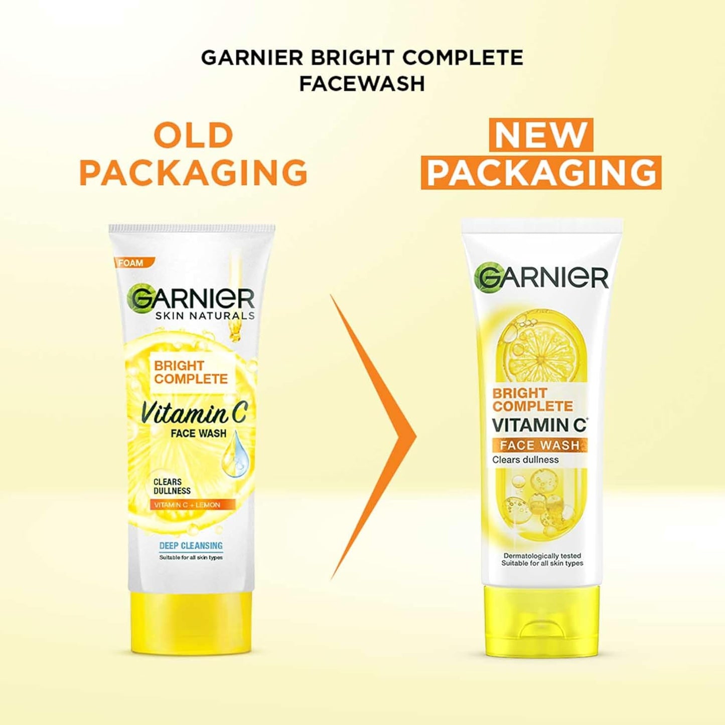 Garnier Skin Naturals, Facewash, Cleansing and Brightening, Bright Complete, 100 gm Pack of 2