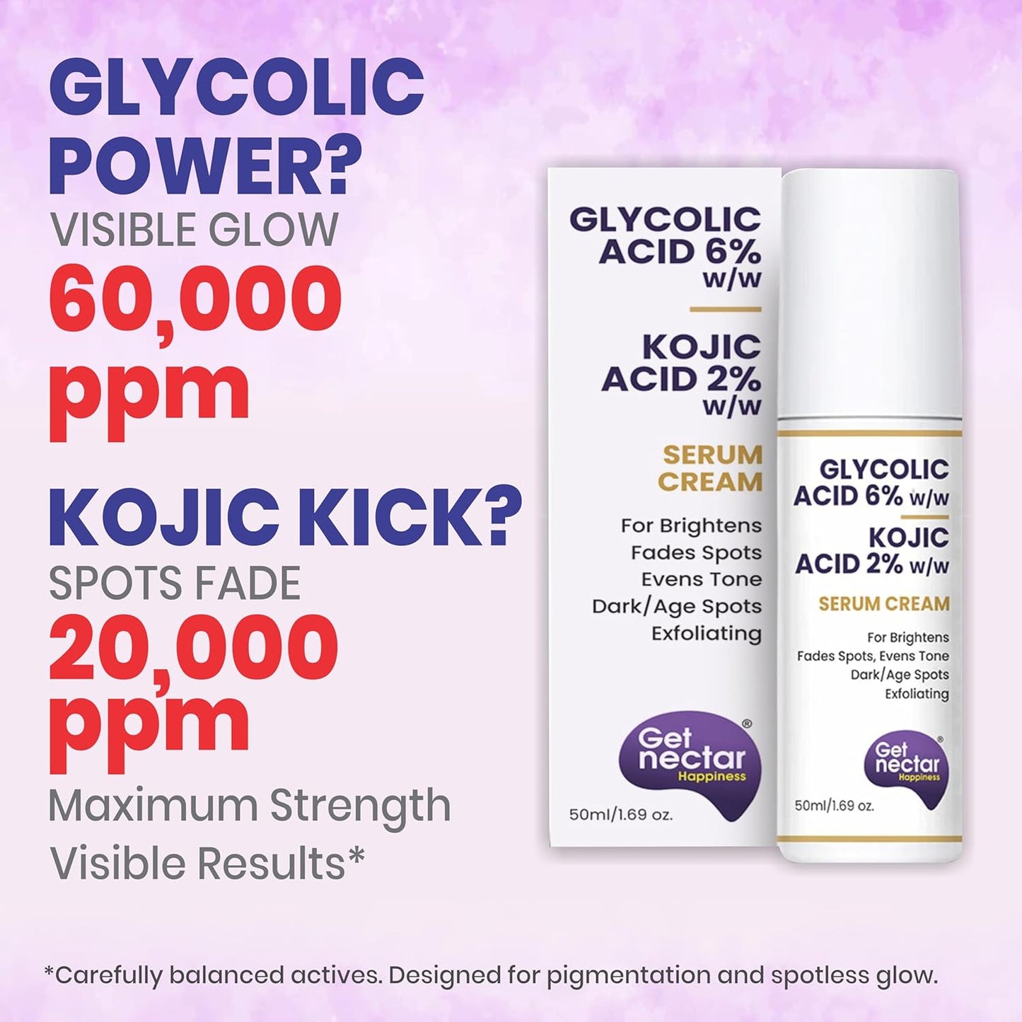Get Nectar Happiness 6% Glycolic & 2% Kojic Acid Serum Cream, 50 ml