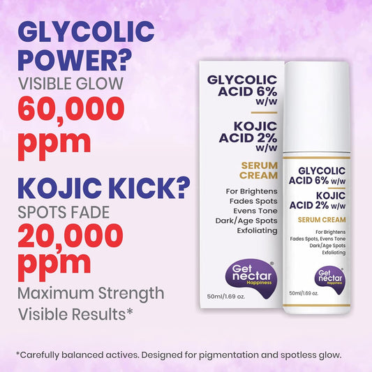 Get Nectar Happiness 6% Glycolic & 2% Kojic Acid Serum Cream, 50 ml