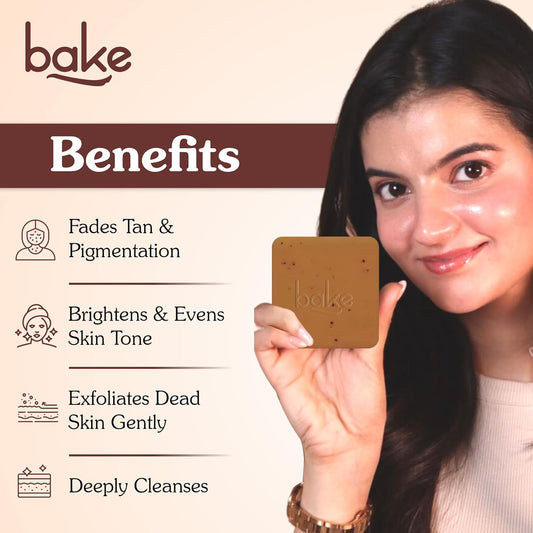 BAKE De-Tan Scrub Treatment Coffee Soap (200Gms Pack of 2) | Ultra Pigmentation Soap for Tan Removal | With 2% Kojic Acid, 1% Glycolic Acid, 1% Alpha Arbutin | | For Pigmentation, Dark Spots & Tan Removal | For Women & Men | 100g x 2
