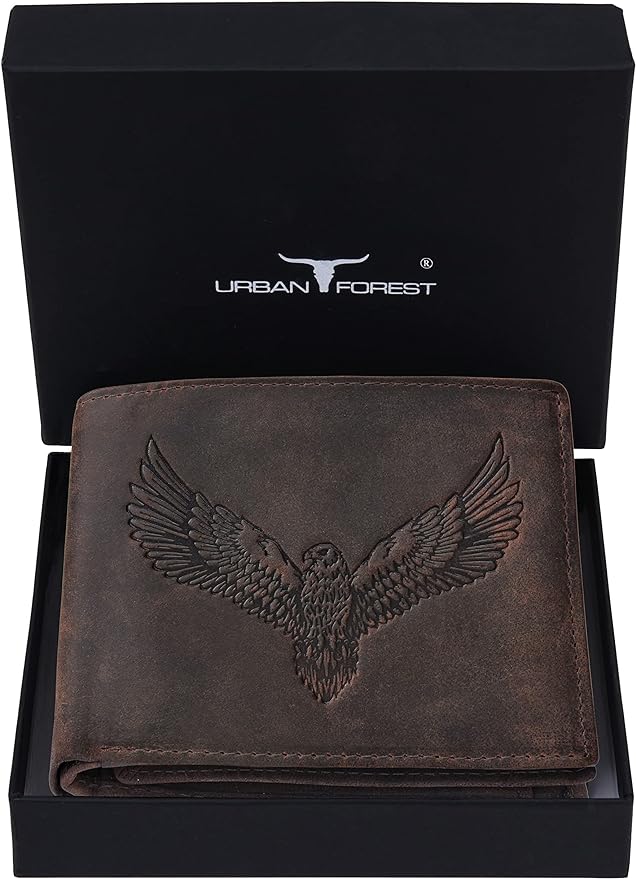 URBAN FOREST Zeus RFID Blocking Leather Wallet for Men, Vintage Brown