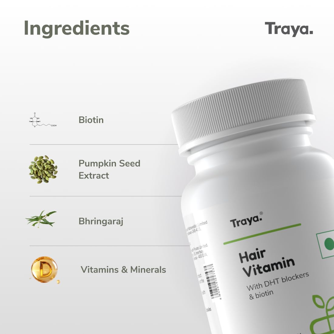 Traya Hair Growth Kit, Contains Hair Ras + Hair Vitamins + Recap Serum + Defence Shampoo
