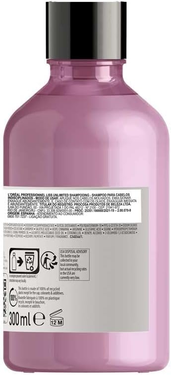 L'Oréal Professionnel | Liss Unlimited Shampoo| Provides Long-Lasting Frizz & Humidity Protection| With Prokeratin | Moisturizing & Smoothing | For Frizzy & Textured Hair Types | 300ml