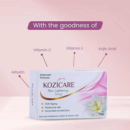 Kozicare Skin Lightening Soap With Kojic Acid, Glutathione & Arbutin 75g Pack Of 3