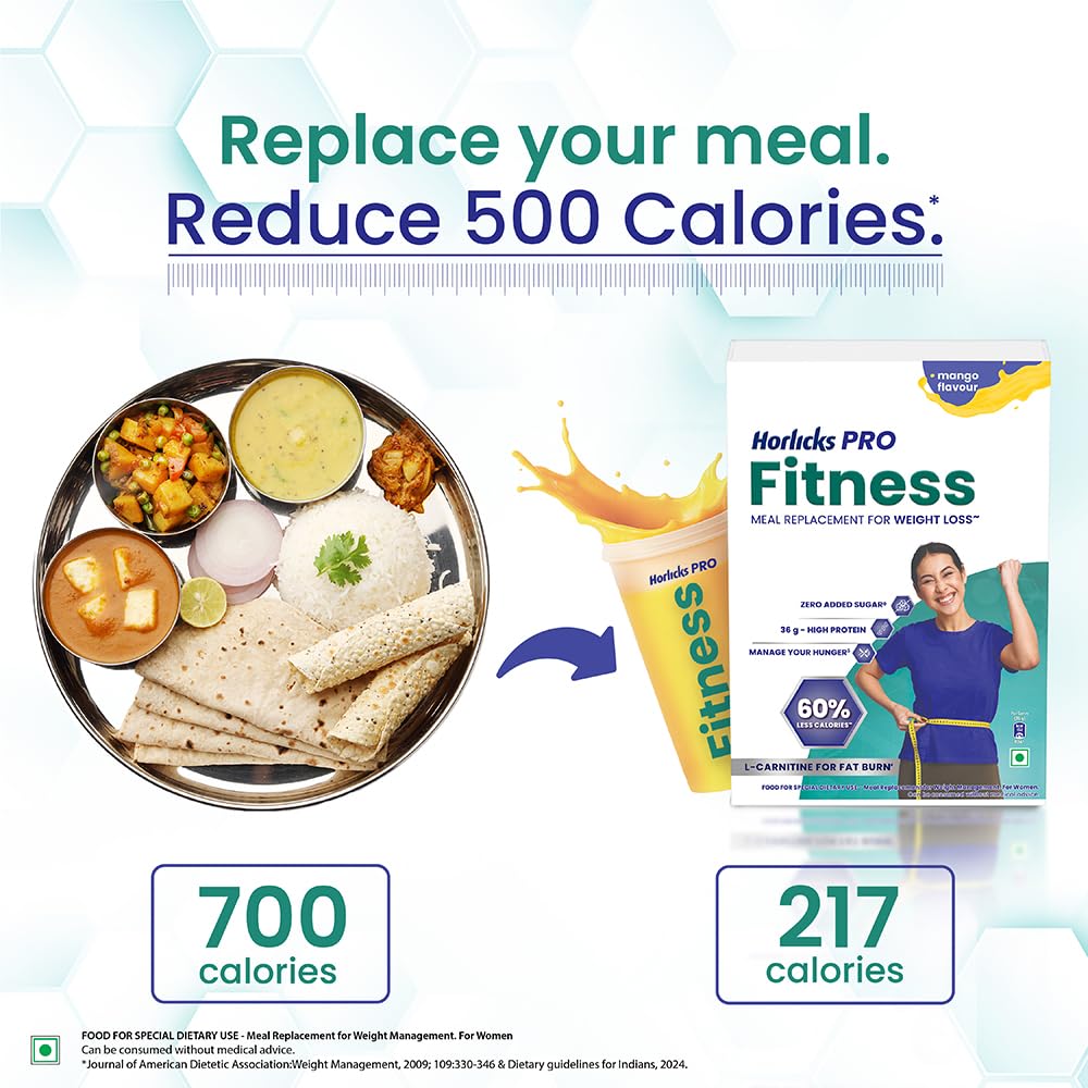 Horlicks PRO Mango, BIB, A Meal Replacement for Weight Loss with 60% Less Calories, 400 gm