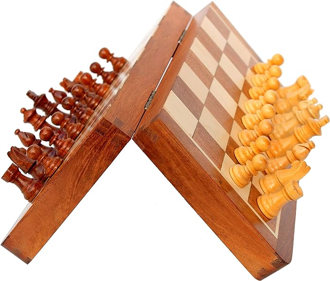 StonKraft Wooden Chess Board Game Set With Magnetic Wood Pieces, 10 X 10 Inch