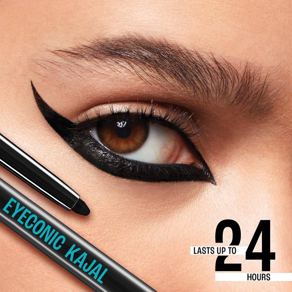 Lakme 9 to 5 Eyeconic Kajal, Matte Waterproof Kohl, Smudgeproof Kajal Pencil , Black, 0.35 gm  Pack of 2