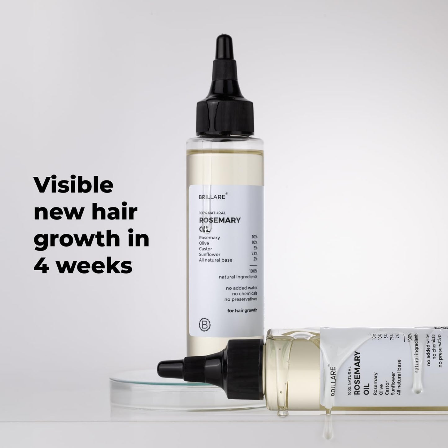 Brillare 10% Rosemary Hair Oil for Hair Growth with 10% Olive Oil & 5% Castor oil