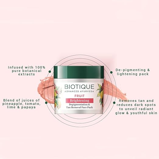 Biotique Bio Fruit Whitening And Depigmentation & Tan Removal Face Pack, 75g