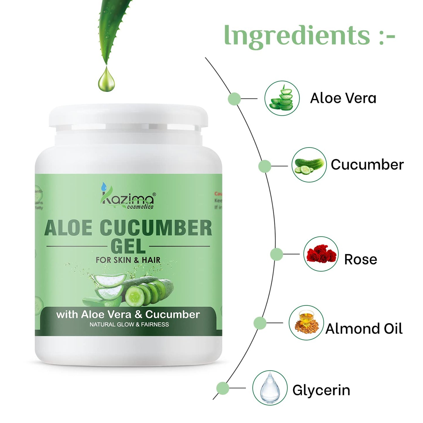 KAZIMA Aloe Cucumber Gel for Face and Body, 1kg