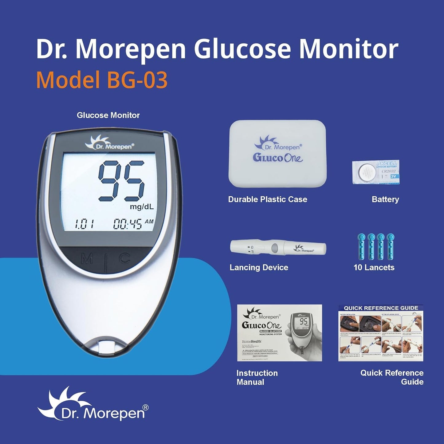 Dr.Morepen GlucoOne Blood Glucose Monitor Model BG 03 with 25 Strips